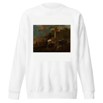 Italienische Landschaft mit Bauern und Vieh am Brunnen by Jan van Ossenbeeck Sweatshirt