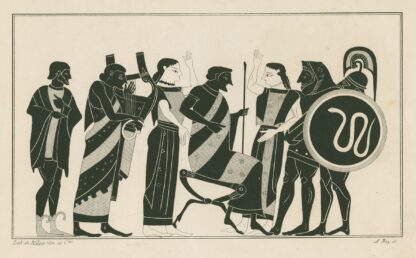 Jupiter, about to give birth to Minerva, is attended by two Eileithyias by A. Rey