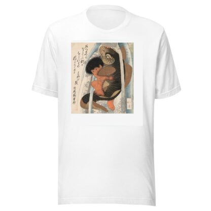 Kaidomaru wrestling a carp in a cascade by Toyota Hokkei T-Shirt