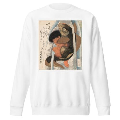 Kaidomaru wrestling a carp in a cascade by Toyota Hokkei Sweatshirt