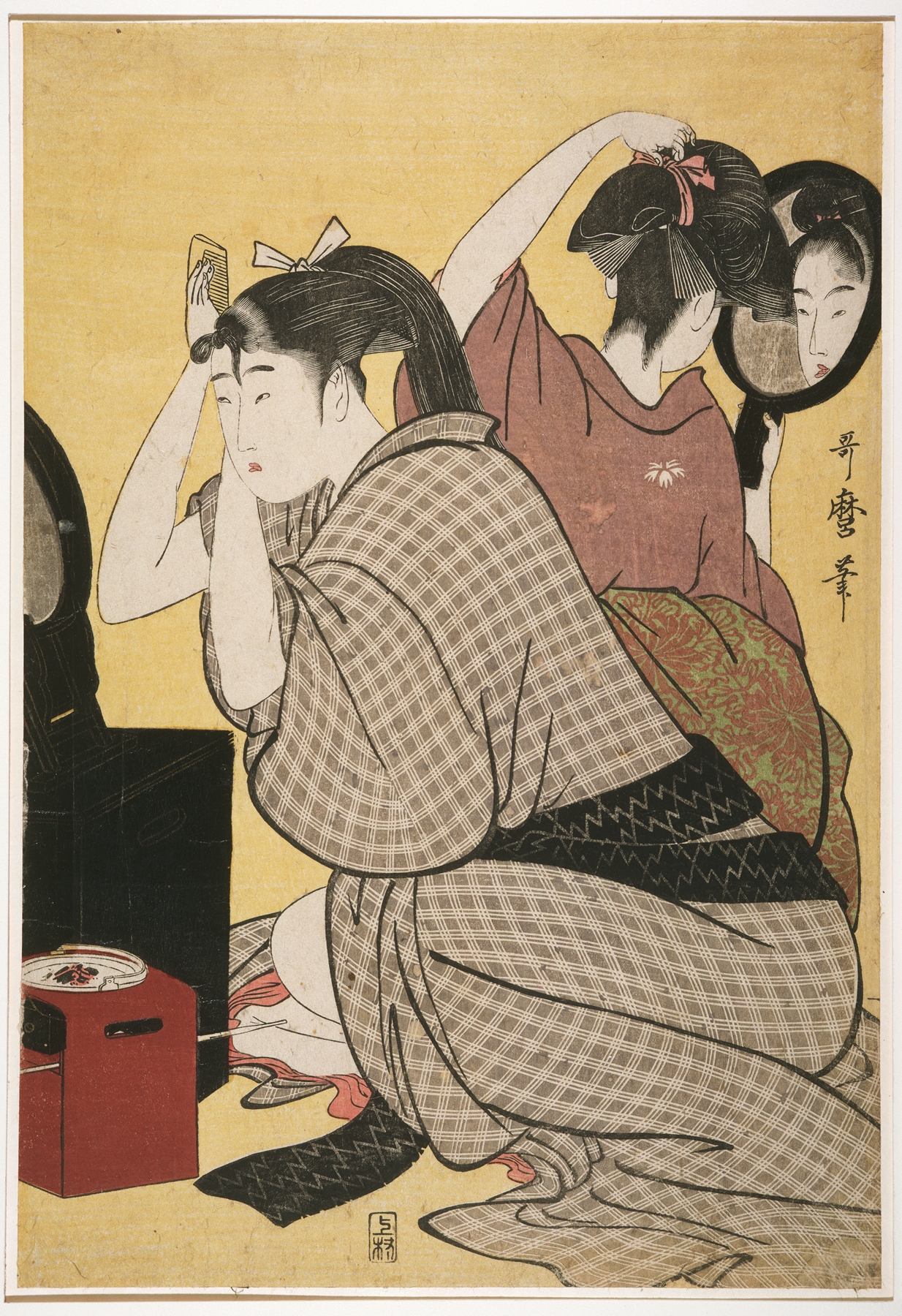 Kami-yui – Dressing the hair by Kitagawa Utamaro
