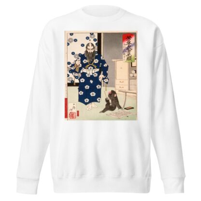 Kazuenokami Katō Kiyomasa Observing a Monkey with a Writing Brush by Tsukioka Yoshitoshi Sweatshirt