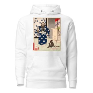 Kazuenokami Katō Kiyomasa Observing a Monkey with a Writing Brush by Tsukioka Yoshitoshi Hoodie