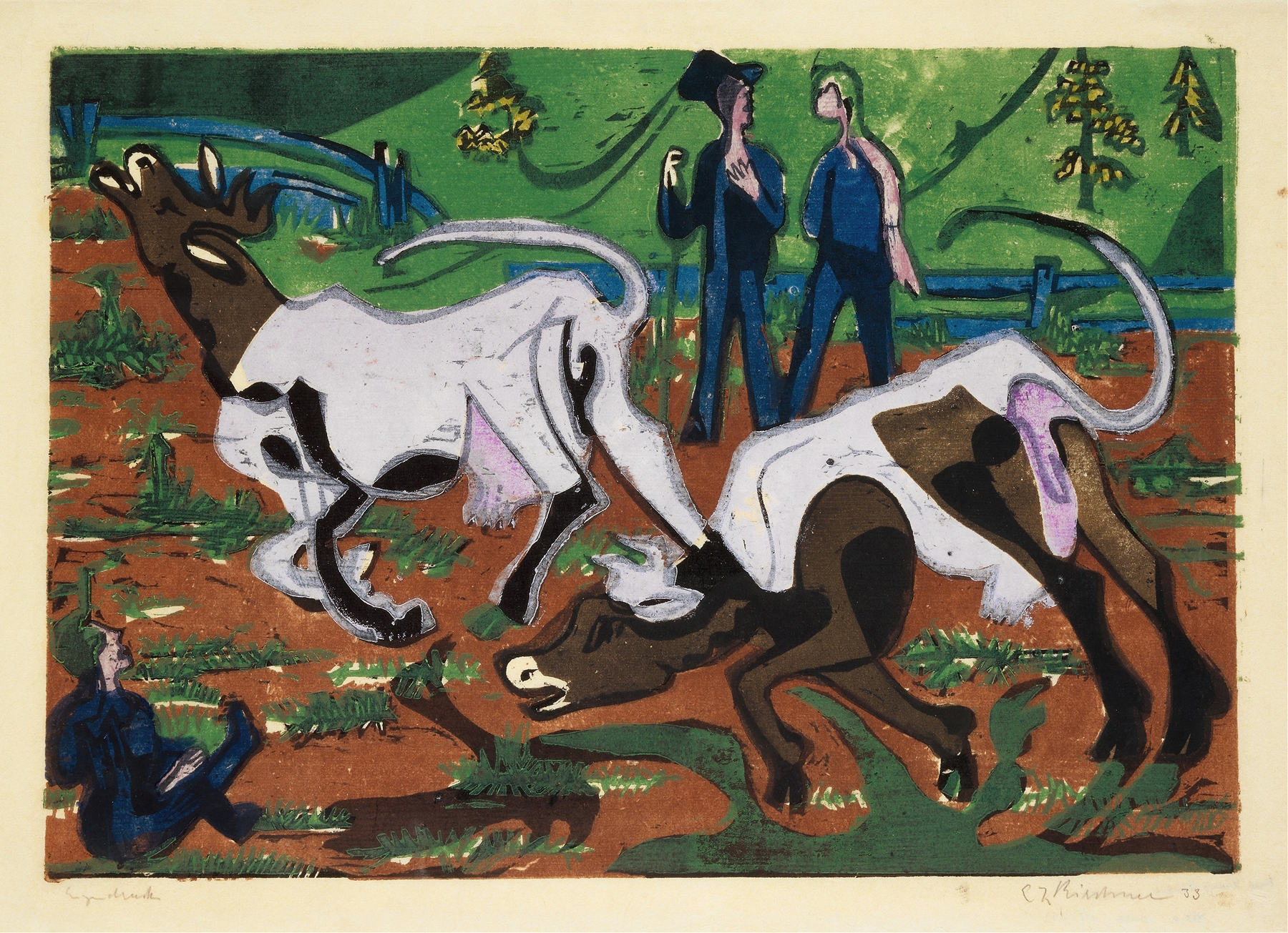 Kühe im Frühling by Ernst Ludwig Kirchner