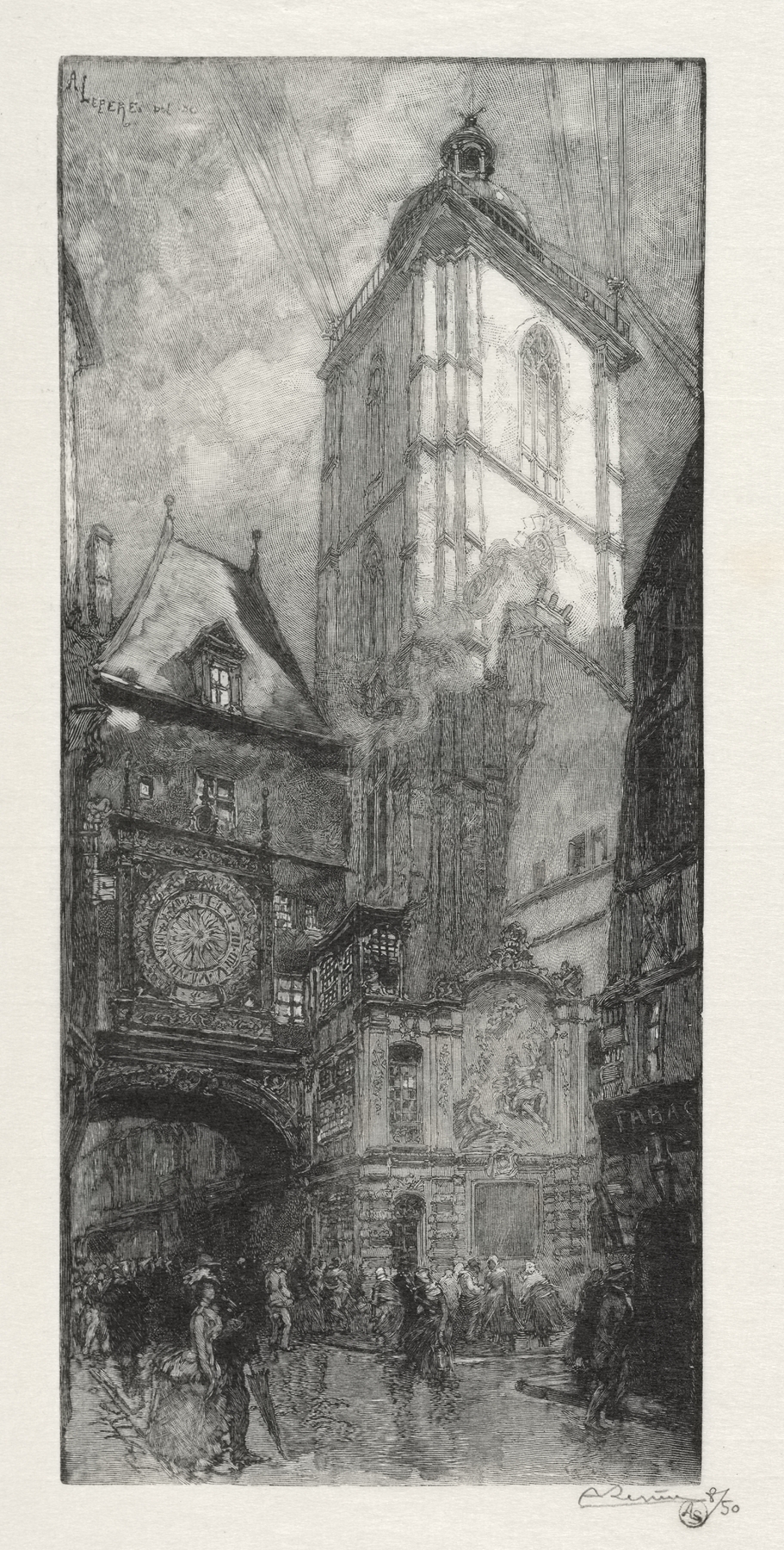 La Gros Horloge by Auguste Louis Lepère