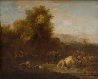Landscape with Animals and a Shepherd by Nicolaes Pietersz. Berchem