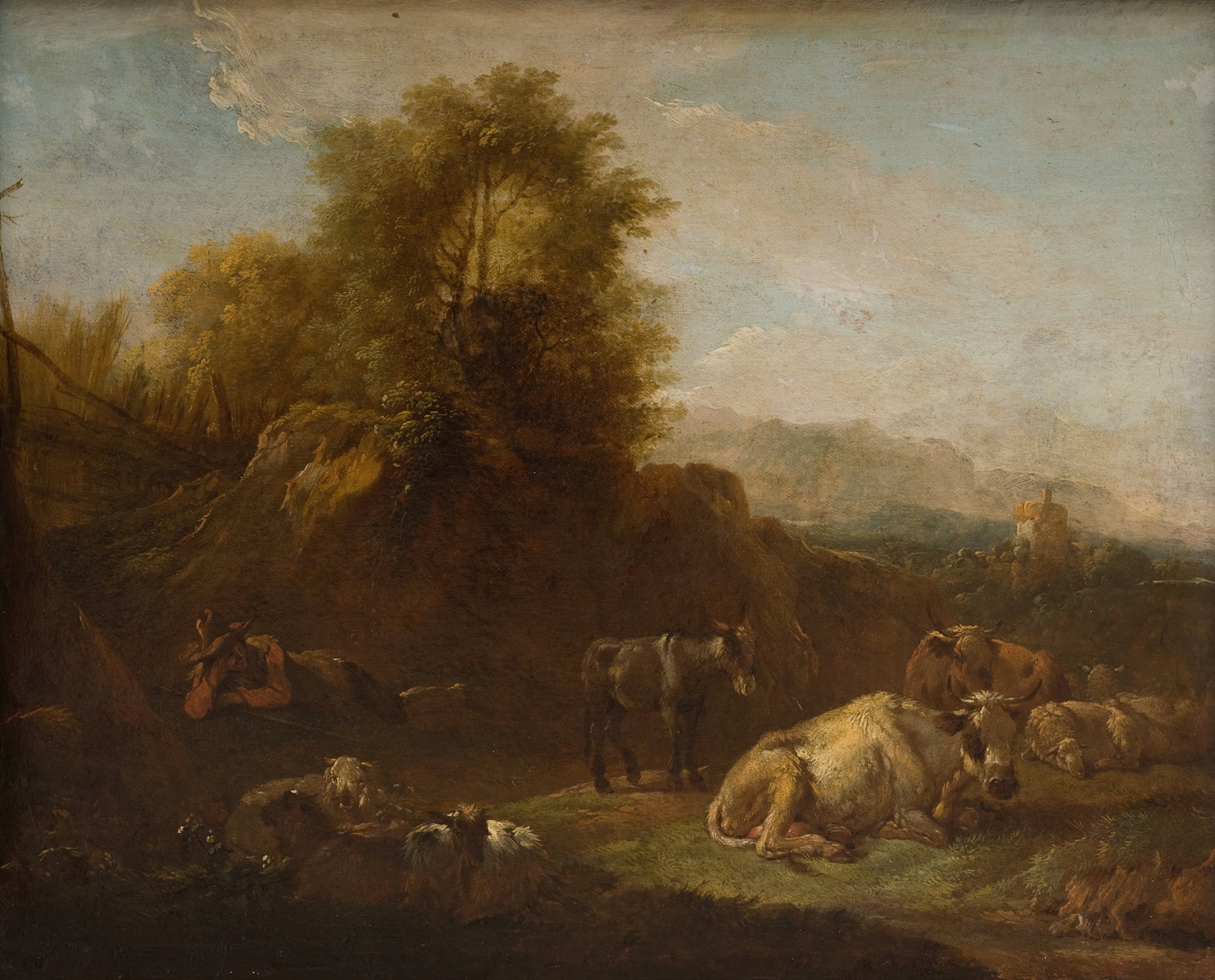 Landscape with Animals and a Shepherd by Nicolaes Pietersz. Berchem
