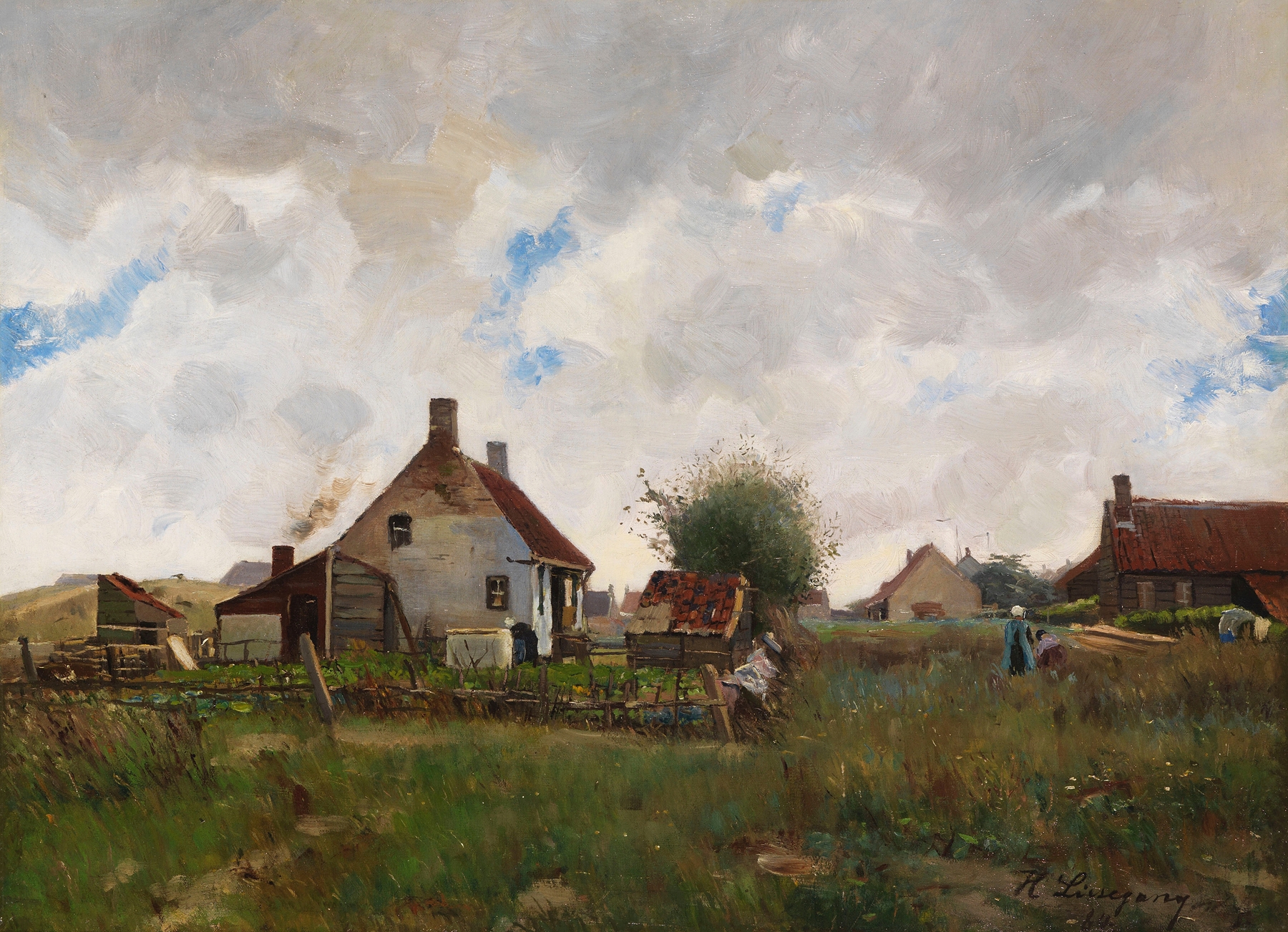 Landschaft mit Bauernhäusern by Helmuth Liesegang