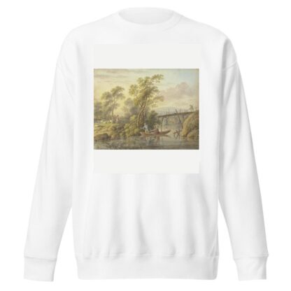Landschaft mit einem Bach, über den eine hölzerne Brücke führt by Carl Philipp Schallhas Sweatshirt