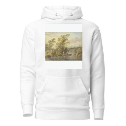 Landschaft mit einem Bach, über den eine hölzerne Brücke führt by Carl Philipp Schallhas Hoodie
