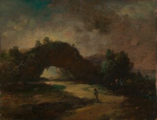 Landschaft mit einem von Buschwerk überwachsenen Felsenbogen by Christian Wilhelm Ernst Dietrich