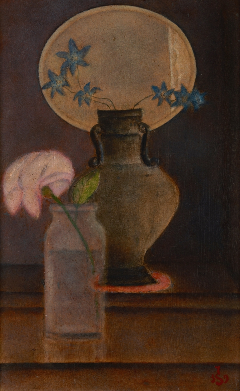 Larkspurs and a Rose by Jan Spychalski