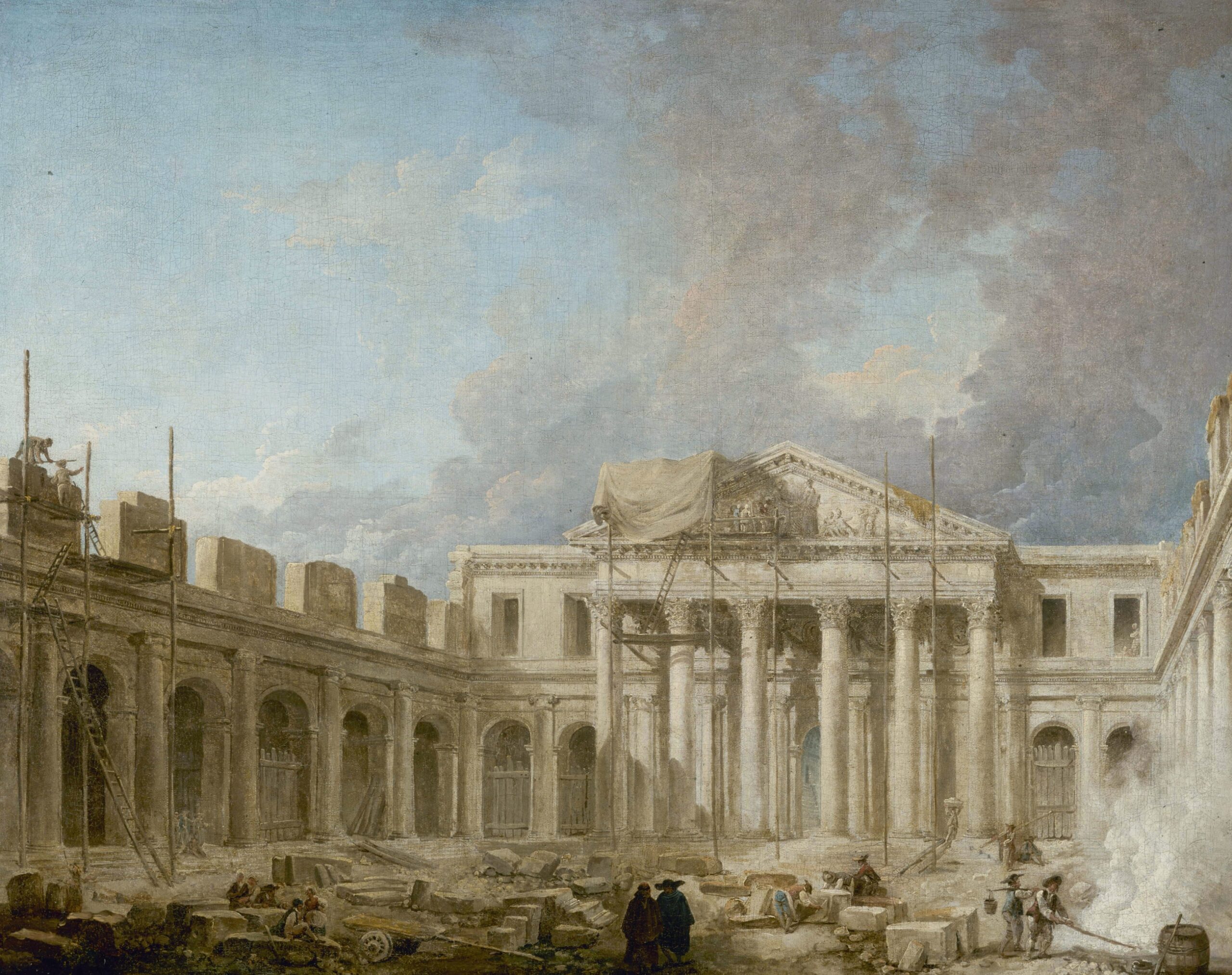 L’Ecole de chirurgie en construction by Hubert Robert