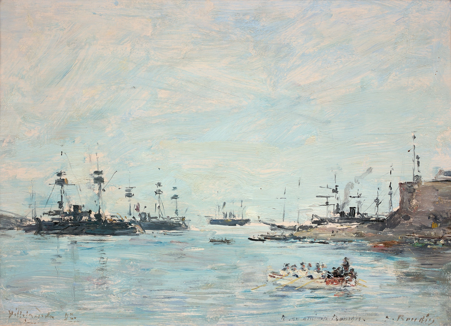 L’escadre devant Villefranche by Eugène Boudin