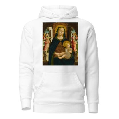 Madonna and Child enthroned with two angels by Giovanni Mazone Hoodie