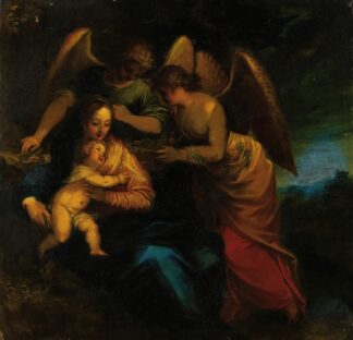 Madonna and child surrounded by angels by Hans Rottenhammer
