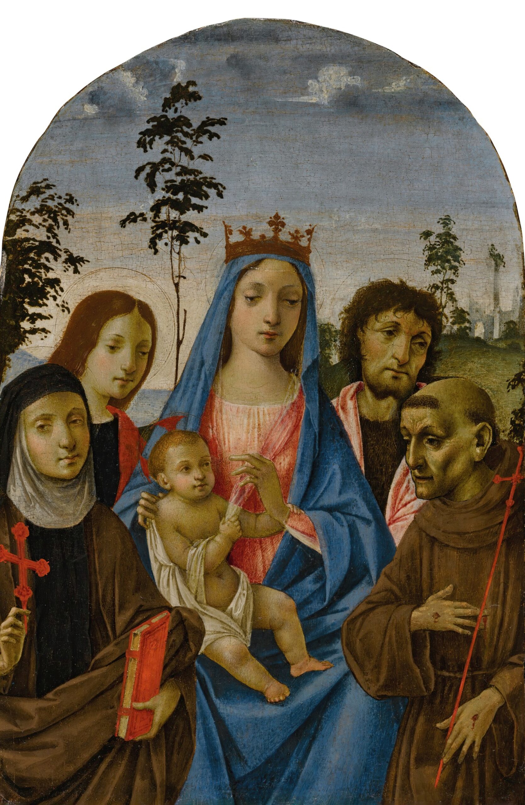 Madonna and Child with Saints Clare, John the Evangelist, John the Baptist, and Francis by Michelangelo di Pietro Membrini