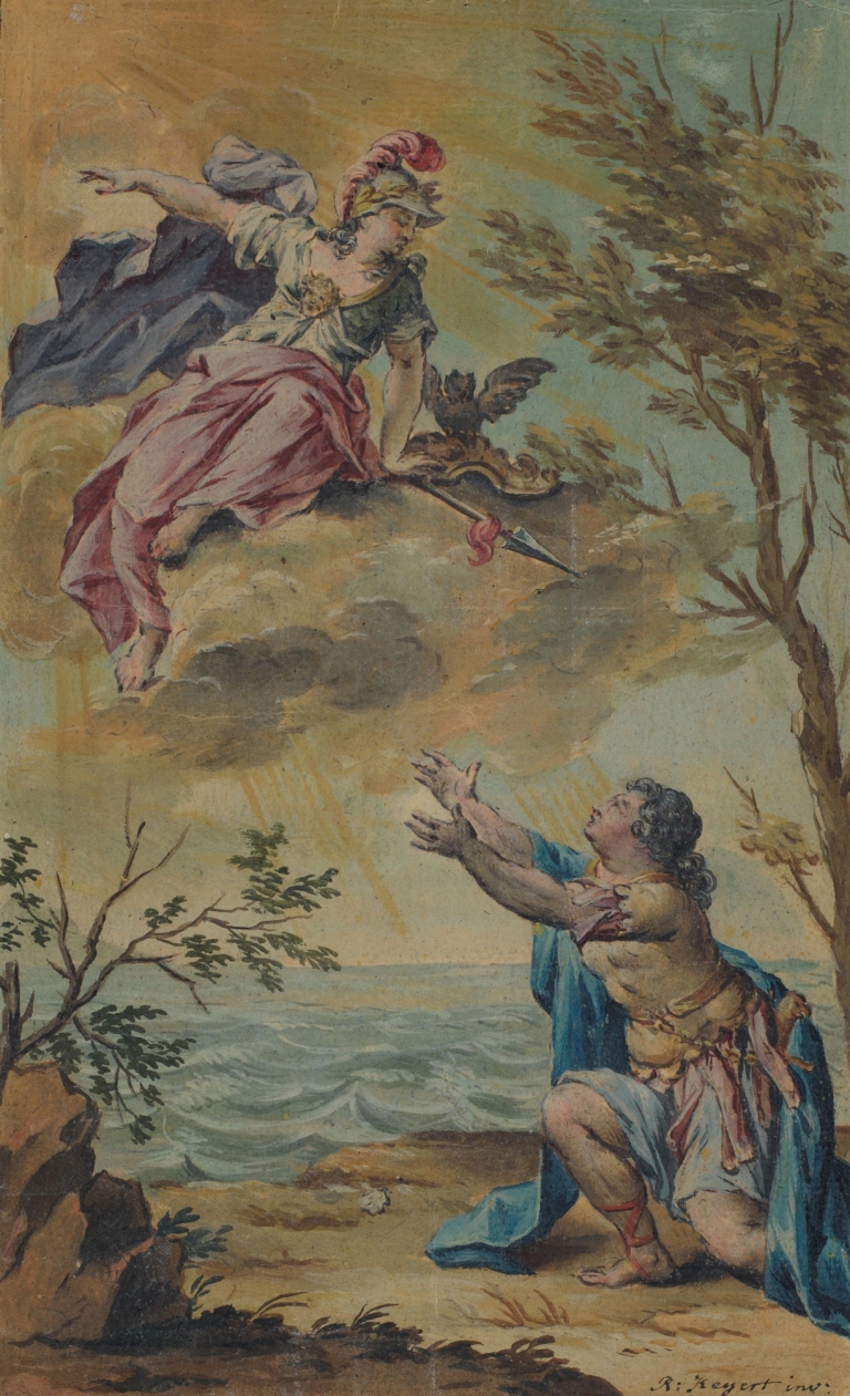 Mentor neemt afscheid van Telemachus by Rienk Keyert