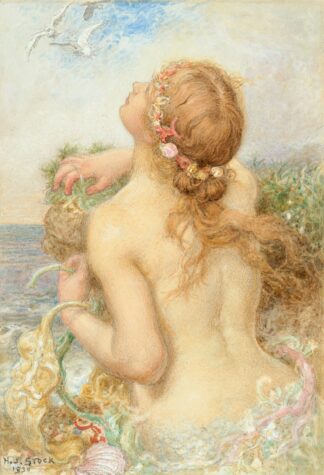 Mermaid rising from the sea by Henry John Stock