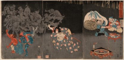 Momotarō Scattering Beans by Tsukioka Yoshitoshi
