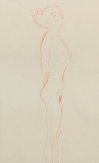 Naked Girl Standing, with Right Hand to Breast by Gustav Klimt