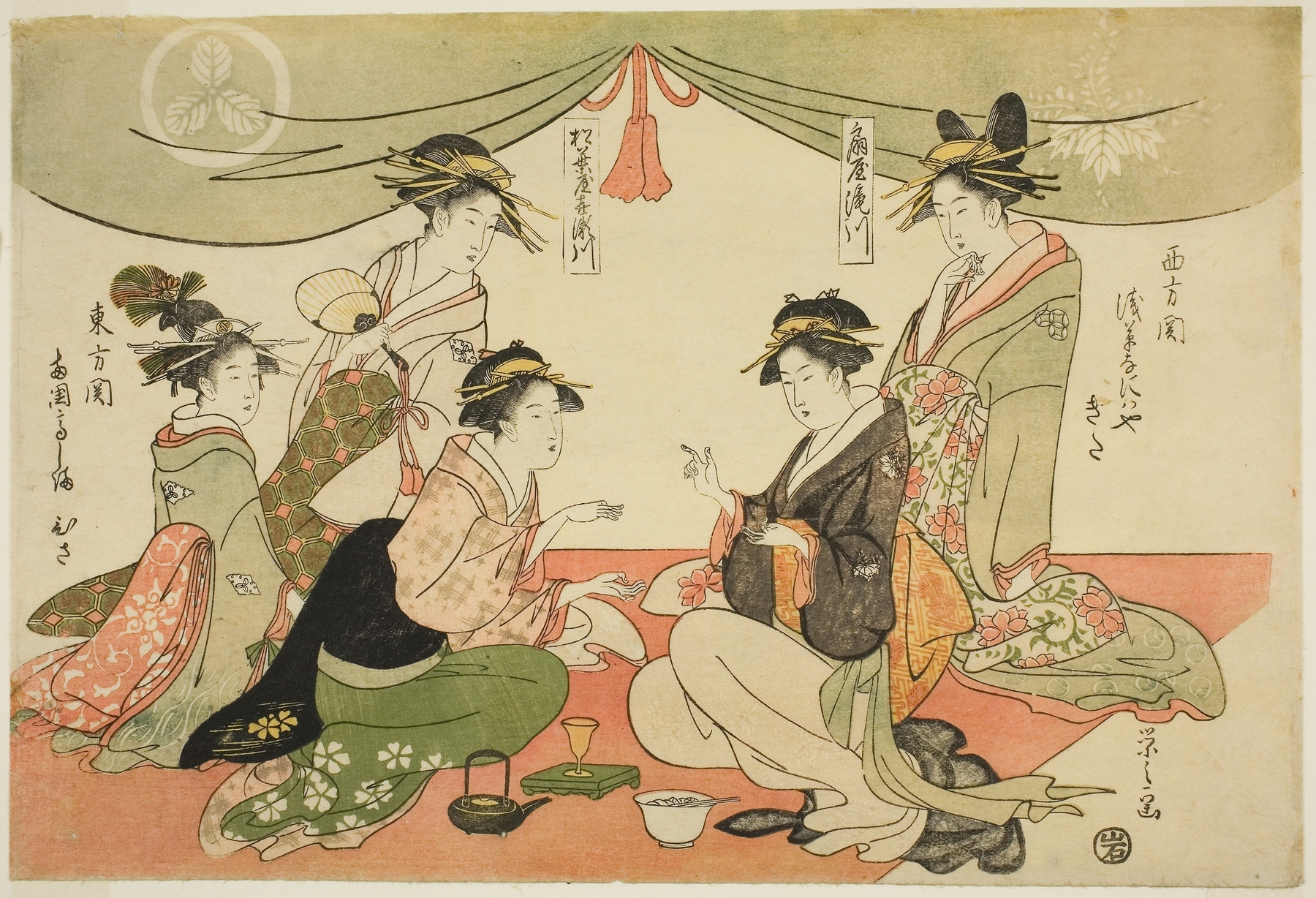 Naniwaya Okita and Takashima Ohisa playing a game of ken by Chōbunsai Eishi