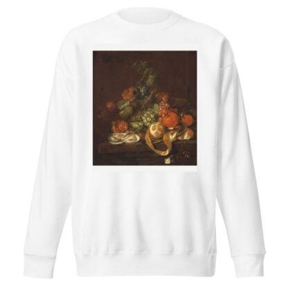 Nature morte aux citrons, huitres, raisins et papillons sur un entablement by Cornelis de Heem Sweatshirt