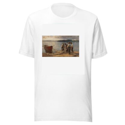 Netzflickende Fischer am Chiemseeufer by Joseph Wopfner T-Shirt
