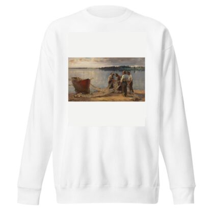 Netzflickende Fischer am Chiemseeufer by Joseph Wopfner Sweatshirt