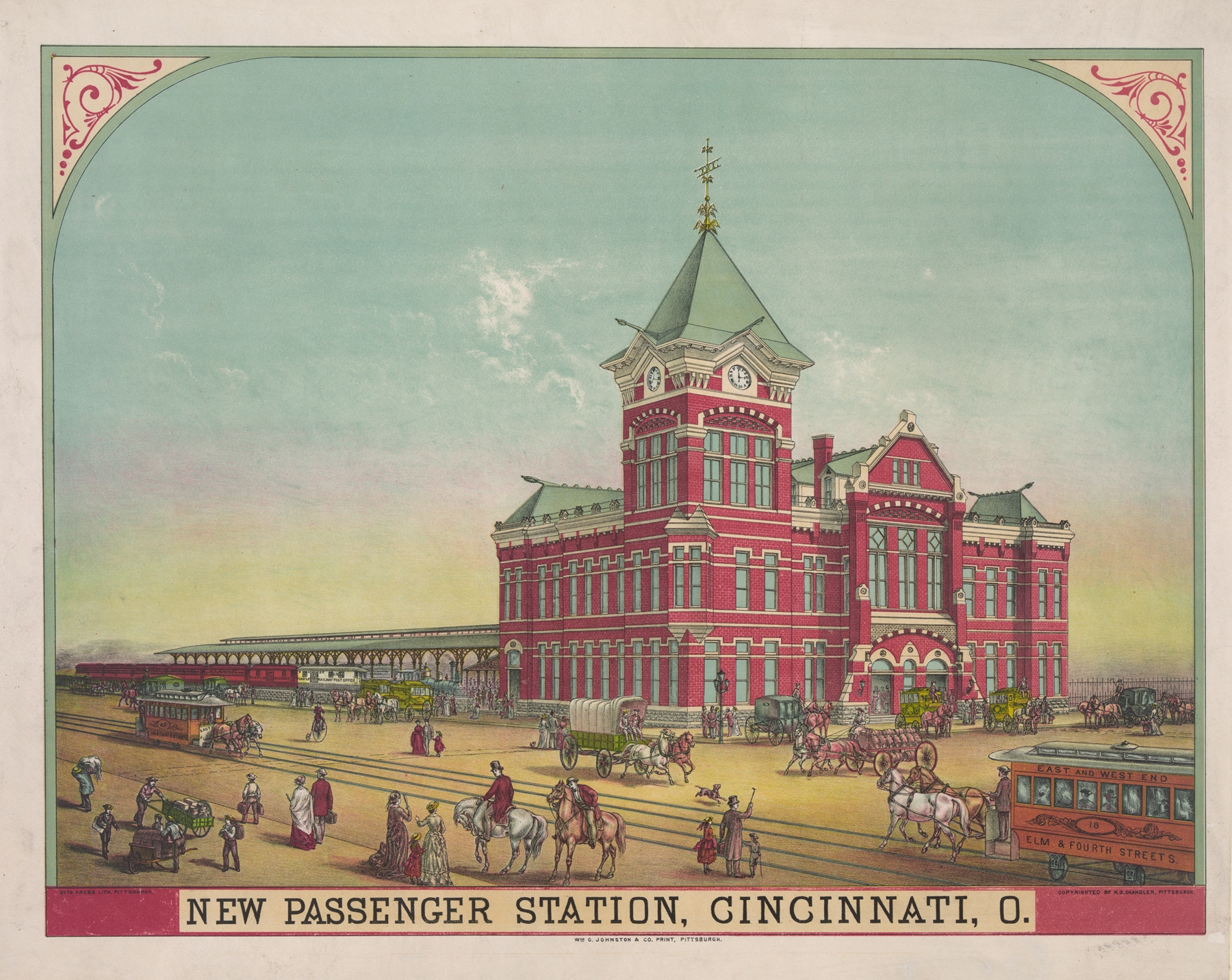 New passenger station, Cincinnati, O. by Krebs Lith. Co