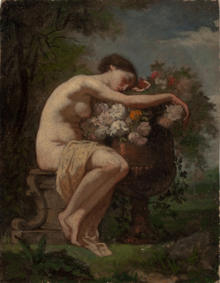 Nymph Next To A Flower Urn,Study by August Jernberg