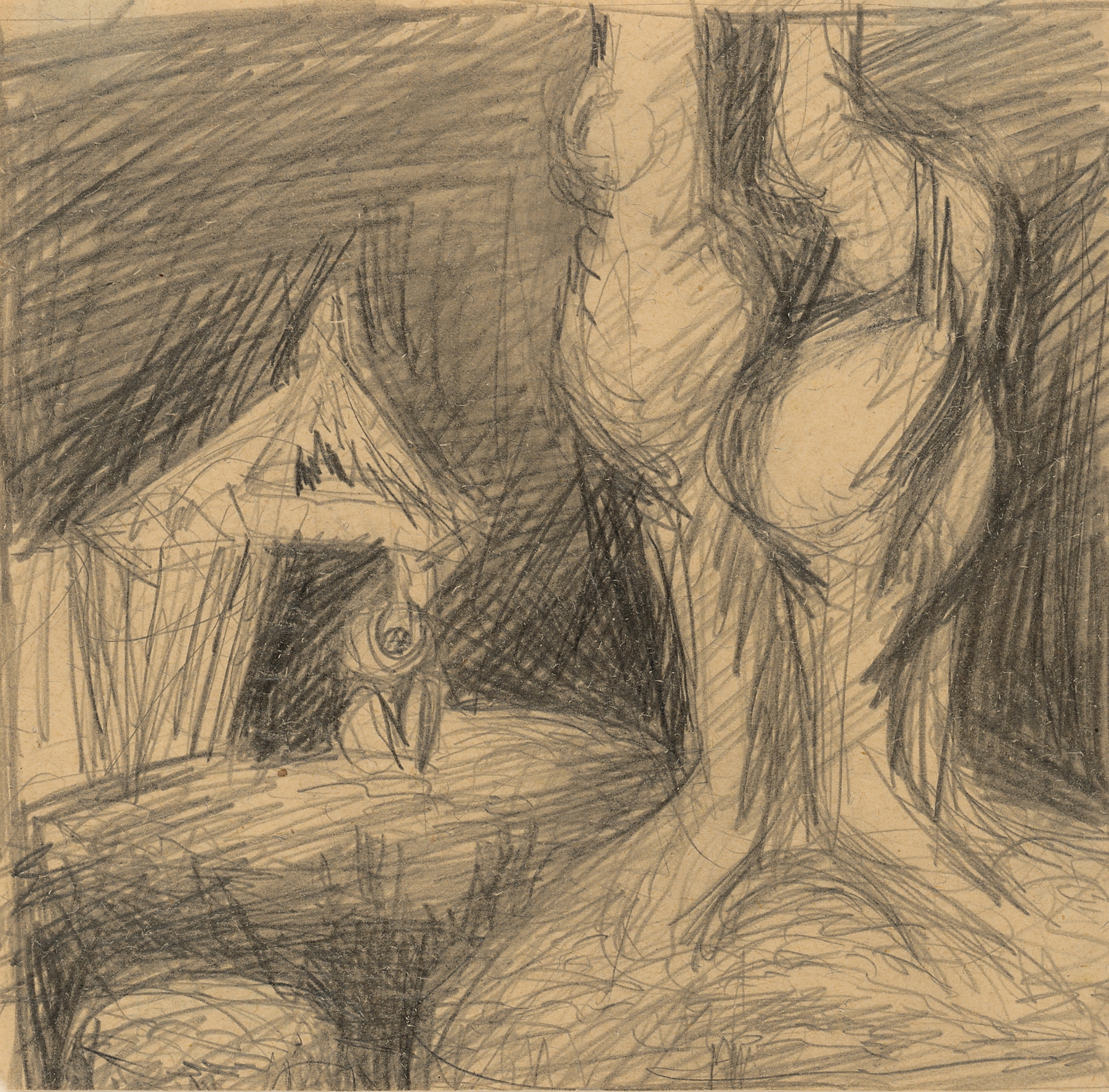 Old Woman Sitting in front of a Cottage by Ján Novák