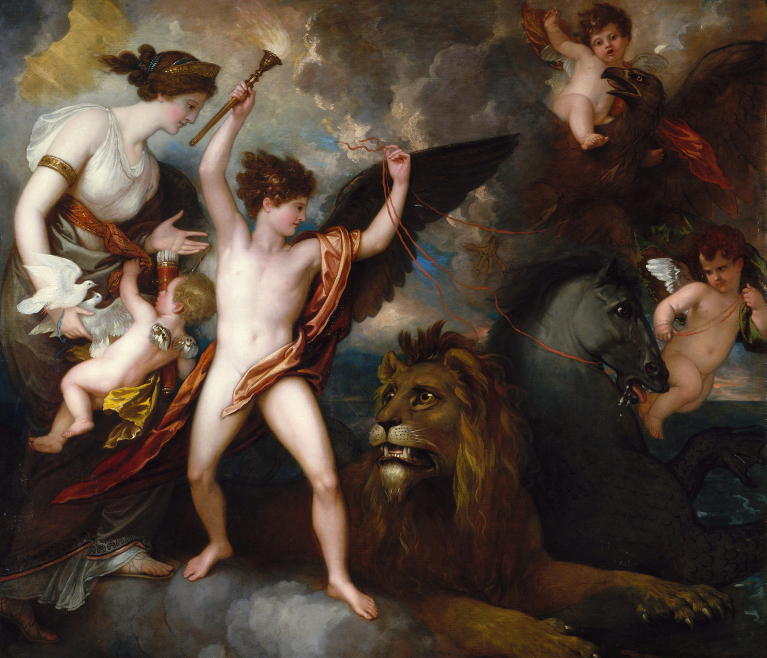 Omnia Vincit Amor, Or The Power of Love in The Three Elements by Benjamin West