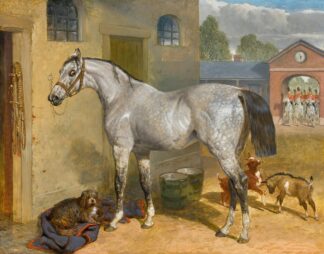 One Of The Scots Greys In A Yard With Dog And Goats by John Frederick Herring Snr.