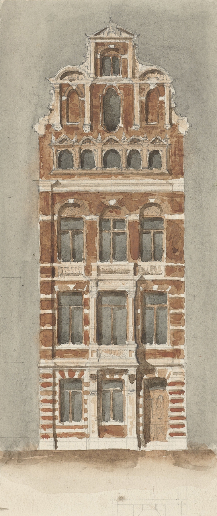 Ontwerp van de gevel van een stadshuis by Alexander Bleijs