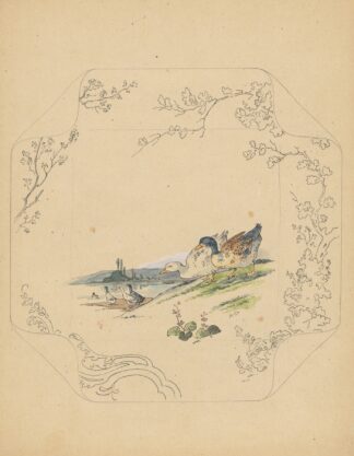 Ontwerp voor bord van het model ‘Square’ met zes ganzen by Albert Louis Dammouse