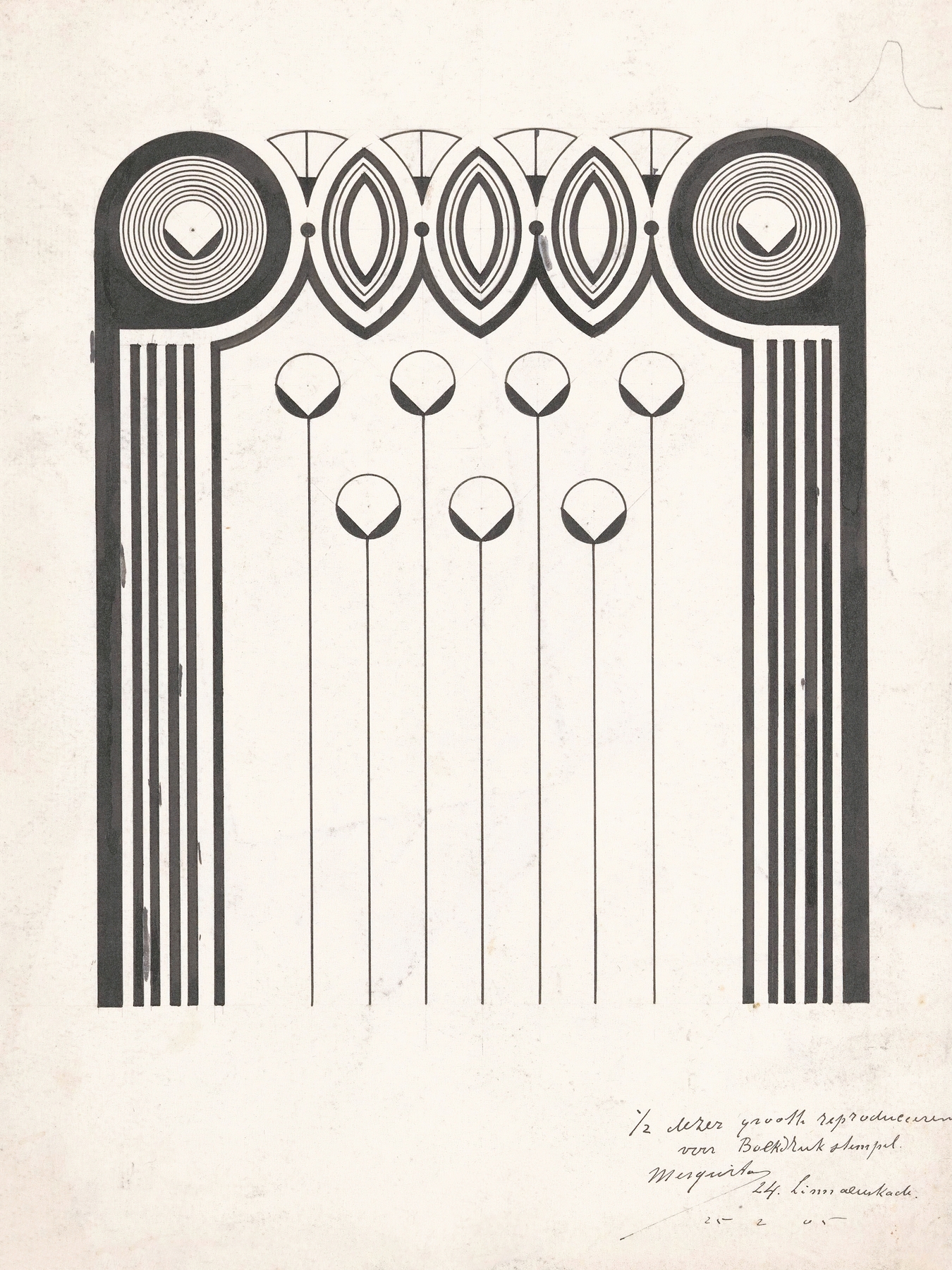 Ornamentale boekdrukstempel voor een boekband by Samuel Jessurun de Mesquita