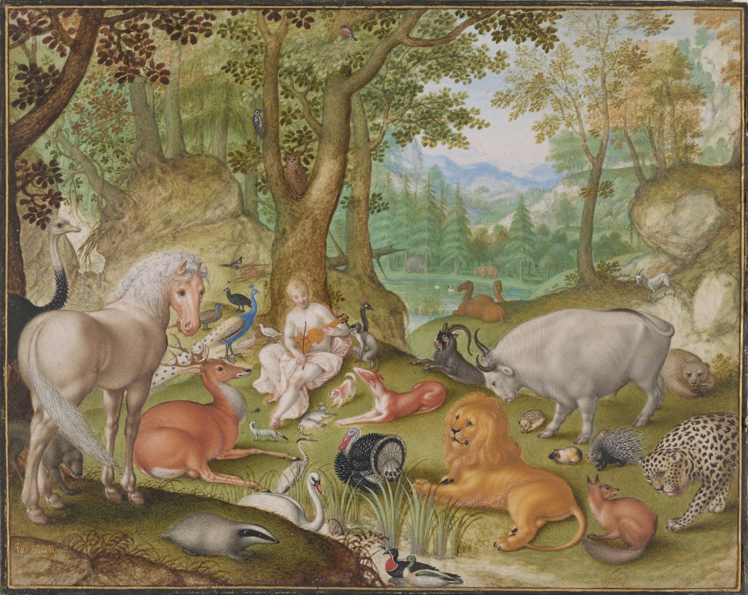 Orpheus charming the animals by Jacob Hoefnagel