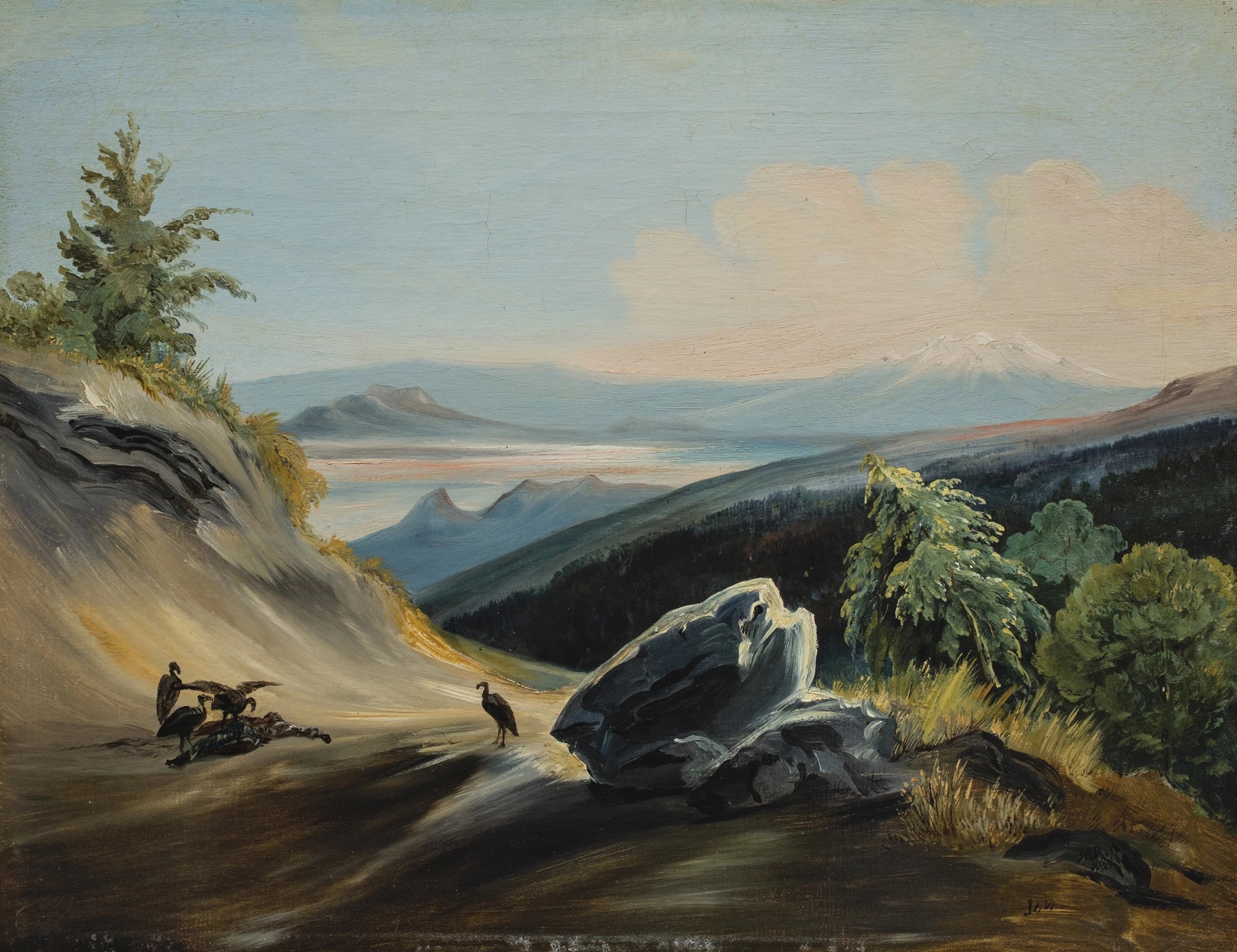 Paisaje de sendero con el Iztaccíhuatl en la lejanía by Johann Moritz Rugendas