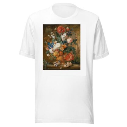 Peonies, Roses, Carnations, An Iris, Anemones, Auricula And Other Flowers In A Terracotta Vase by Mélanie de Comolera T-Shirt
