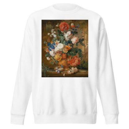Peonies, Roses, Carnations, An Iris, Anemones, Auricula And Other Flowers In A Terracotta Vase by Mélanie de Comolera Sweatshirt