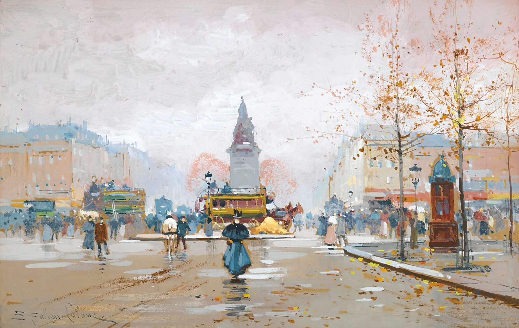 Place Clichy by Eugène Galien-Laloue