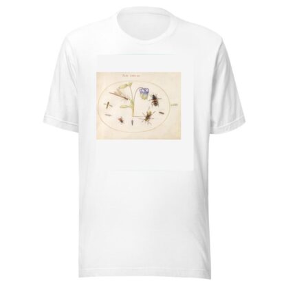 Plate 63; A Dragonfly, a Spotted Longhorn, a Sexton Beetle, and Other Insects with a Blue and White Columbine by Joris Hoefnagel T-Shirt