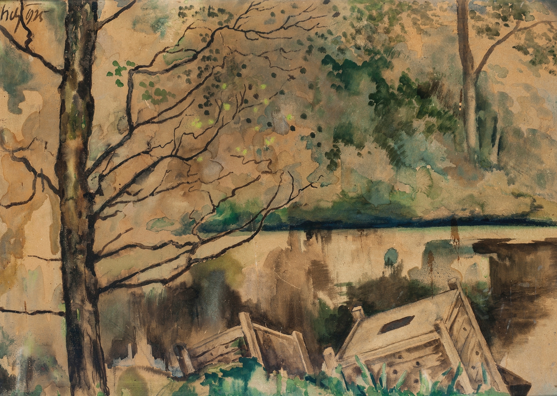 Pond in Poturzyca by Kazimierz Sichulski