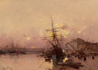 Port Breton au crépuscule by Eugène Galien-Laloue