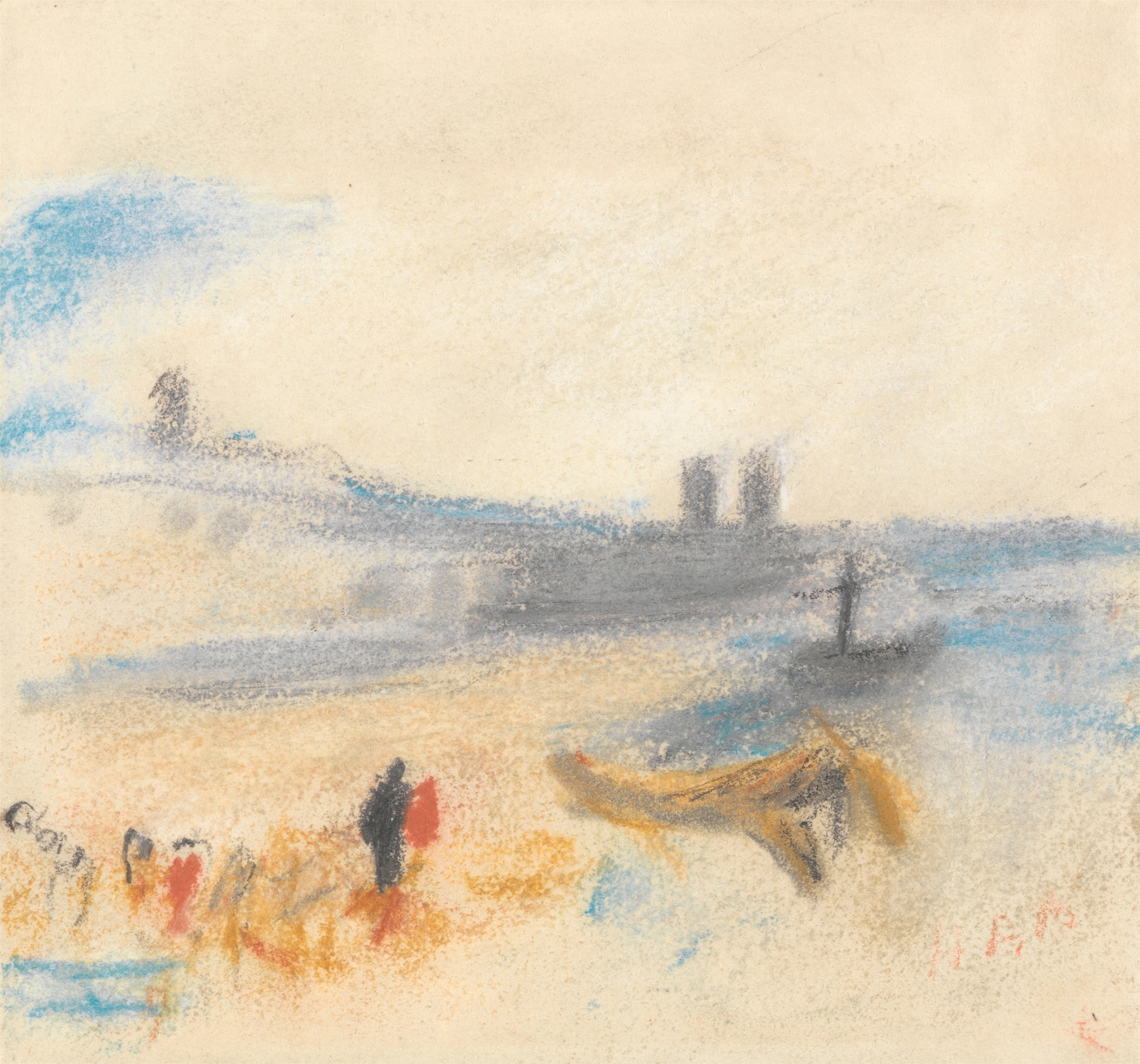Port with Moored Steamship by Hercules Brabazon Brabazon