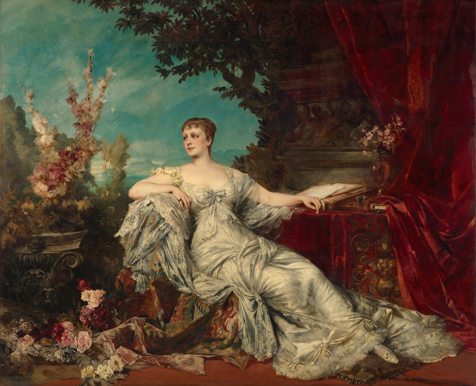 Portrait Of Countess Gabrielle Louise Marie Duchâtel by Hans Makart