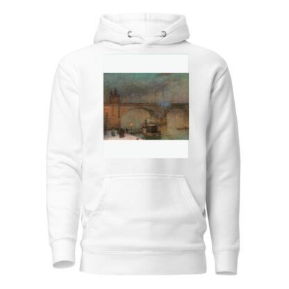Prague, a Steamboat on the River Vltava in front of Palacky Bridge by Jakub Schikaneder Hoodie