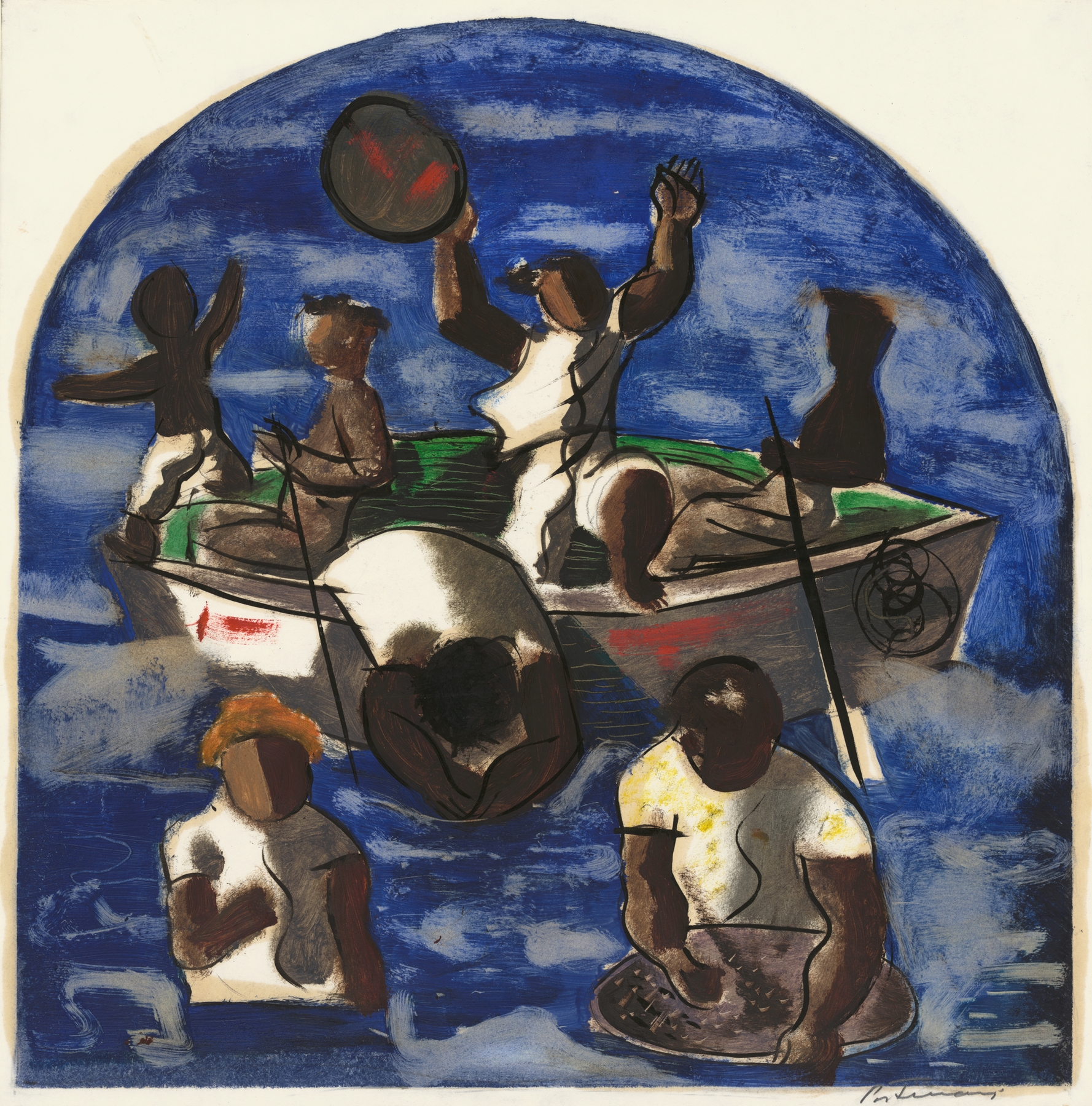 Preparatory drawing for ‘Mining for Gold’ by Cândido Portinari