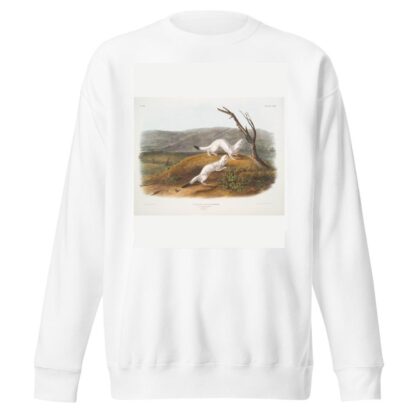 Putorius agilis, Little Nimble Weasel. Male & female. Natural size. Winter pelage. by John Woodhouse Audubon Sweatshirt
